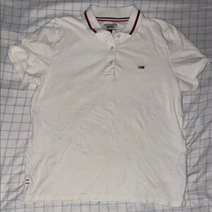 Tommy Hilfiger White Polo Shirt with Red and Blue Trim